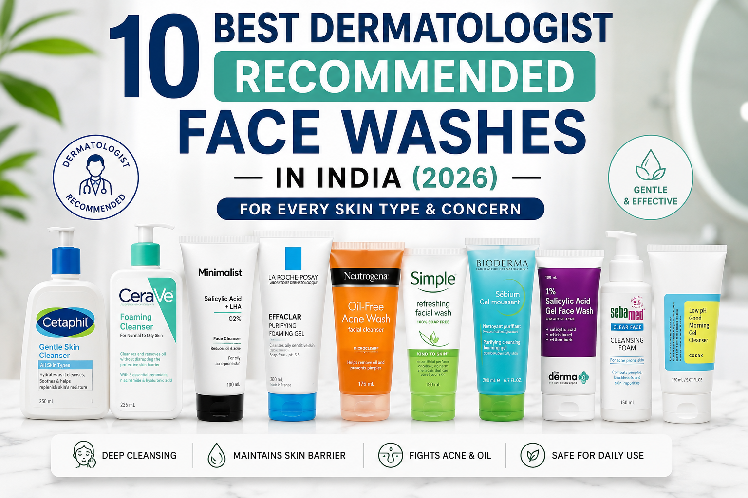 10 Best Dermatologist Recommended Face Washes in India (2026)