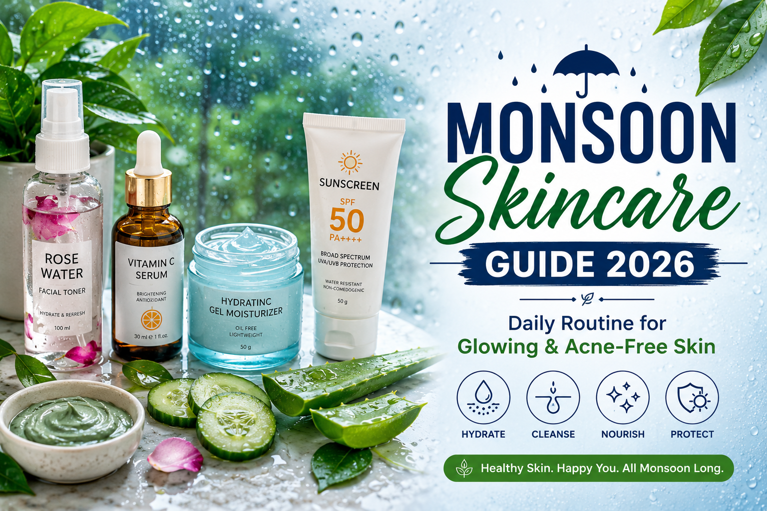 Monsoon Skincare Guide 2026: Acne-Free Glowing Skin