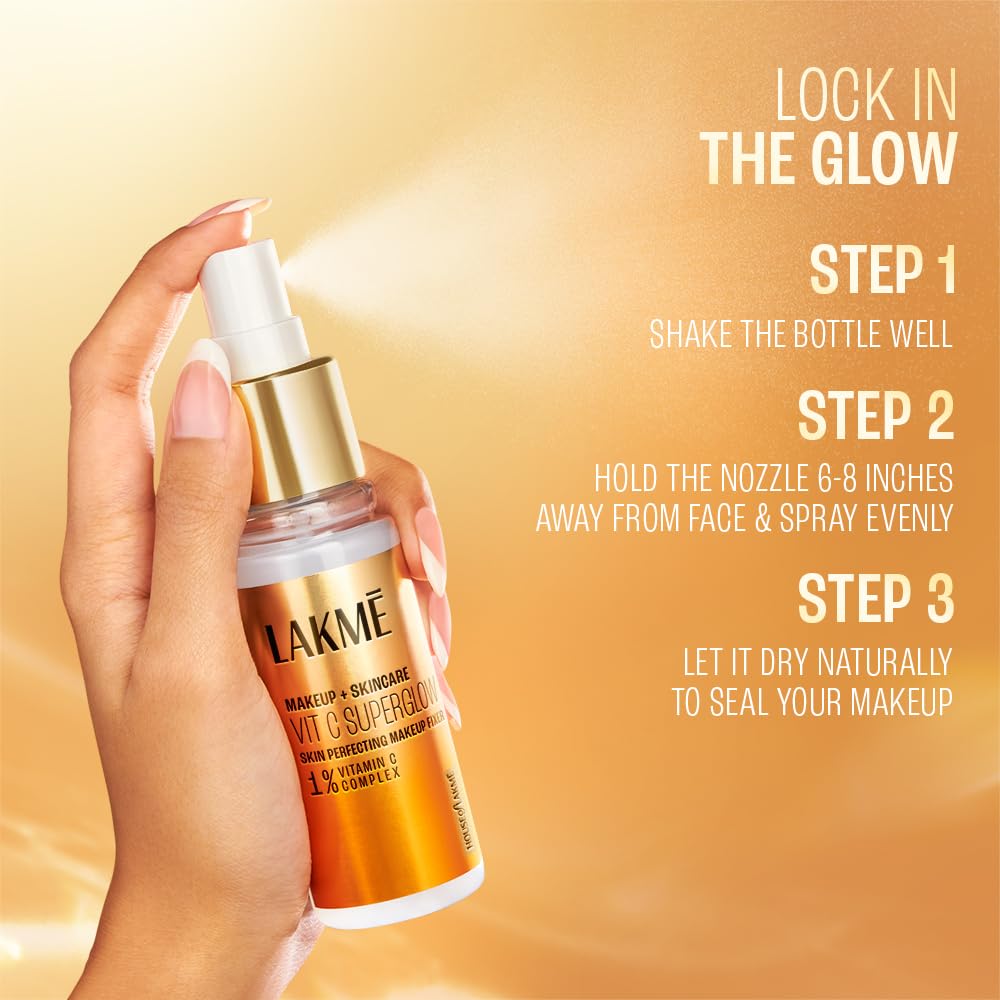 Lakme Makeup+Skincare VitC Superglow Skin Perfecting Makeup Fixer - Image 7
