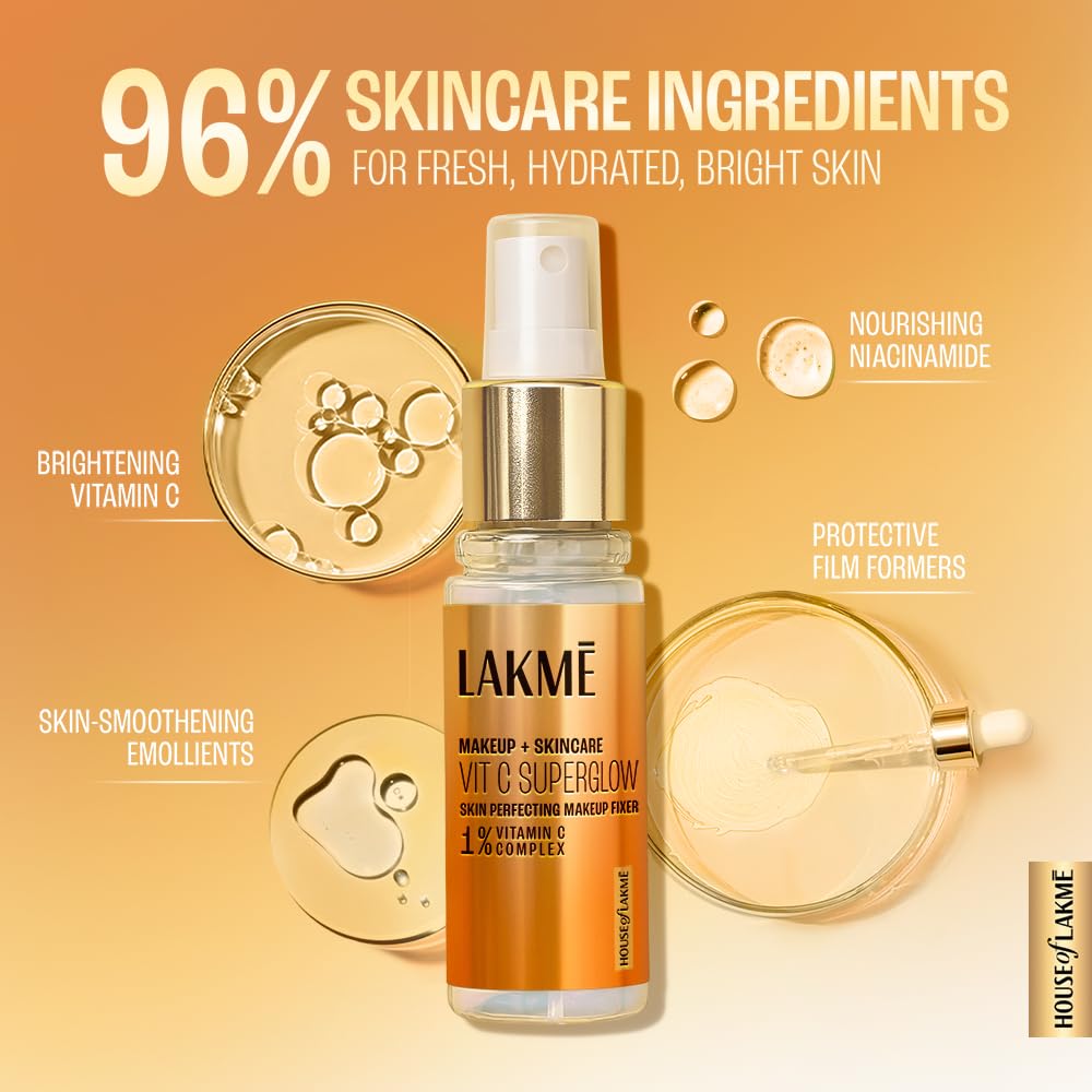 Lakme Makeup+Skincare VitC Superglow Skin Perfecting Makeup Fixer - Image 6