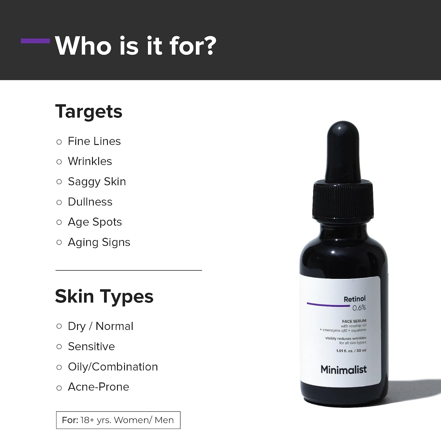 Minimalist Retinol 0.6% Face Serum For Unisex - Image 2