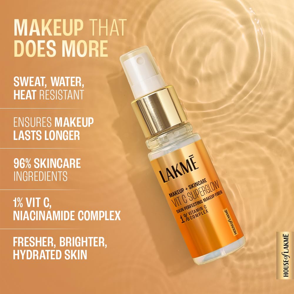 Lakme Makeup+Skincare VitC Superglow Skin Perfecting Makeup Fixer - Image 5